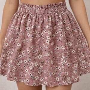 Floral Elastic Waist Mini Skirt - Dusty Rose